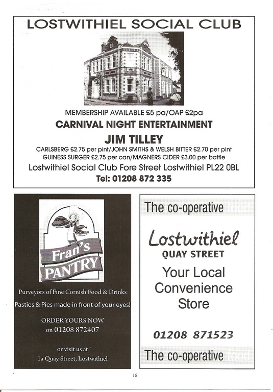 2012 Lostwithiel Carnival Programme Page 16